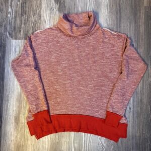PEACE LOVE WORLD Rust Orange Cowl Neck Sweatshirt Womens XS Thumbhole Cuffs
